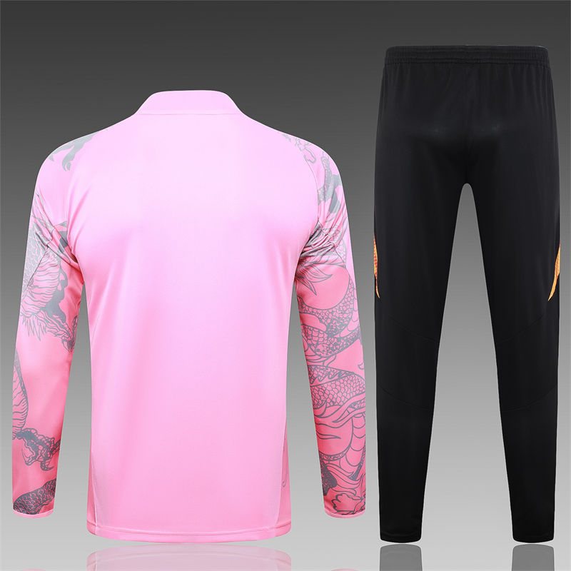 【Adult Training Wear 】B918 # 2425 Half Pull Real Madrid Pink (Inkjet Dragon)