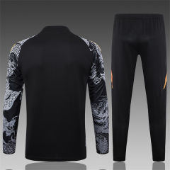 【Adult Training Wear 】B908 # 2425 Half Pull Real Madrid Black (Inkjet Dragon)