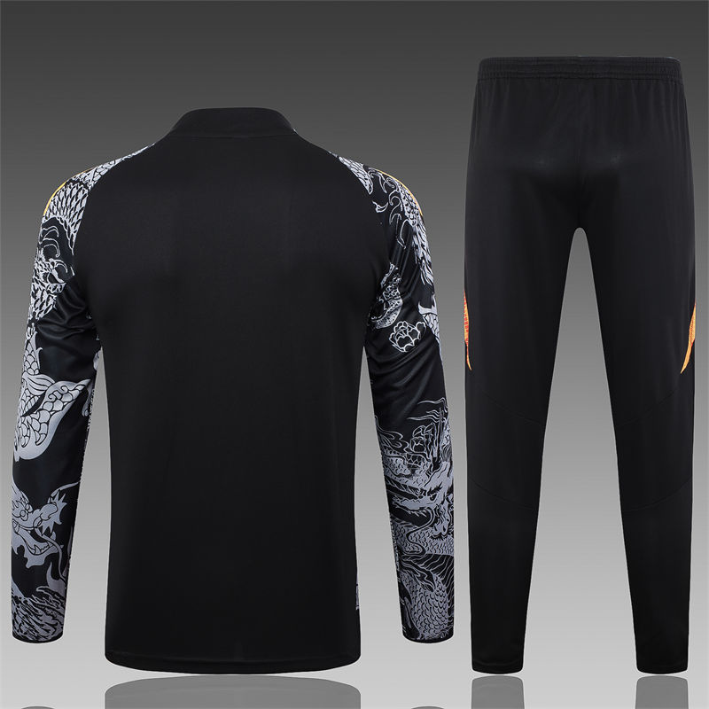 【Adult Training Wear 】B908 # 2425 Half Pull Real Madrid Black (Inkjet Dragon)