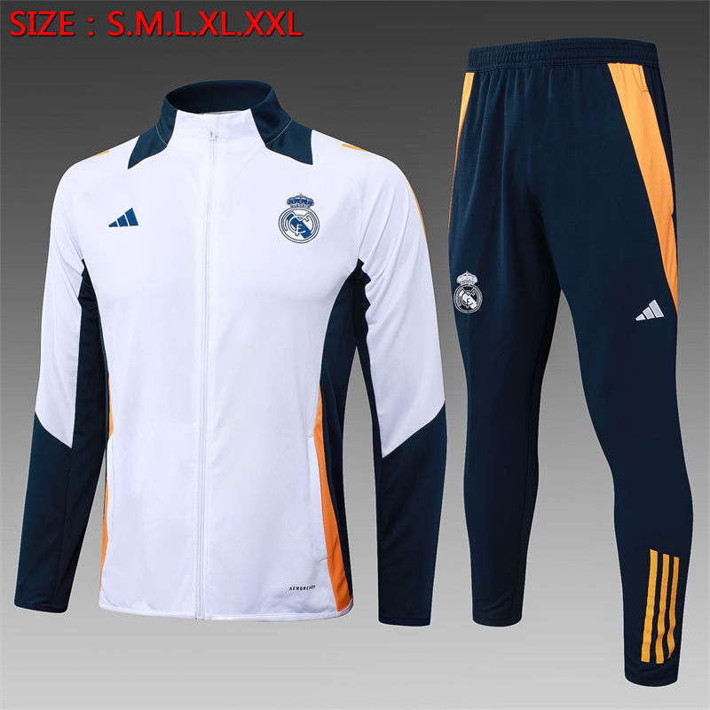 【Adult Training Wear 】A755 # 2425 Long Pull Real Madrid White