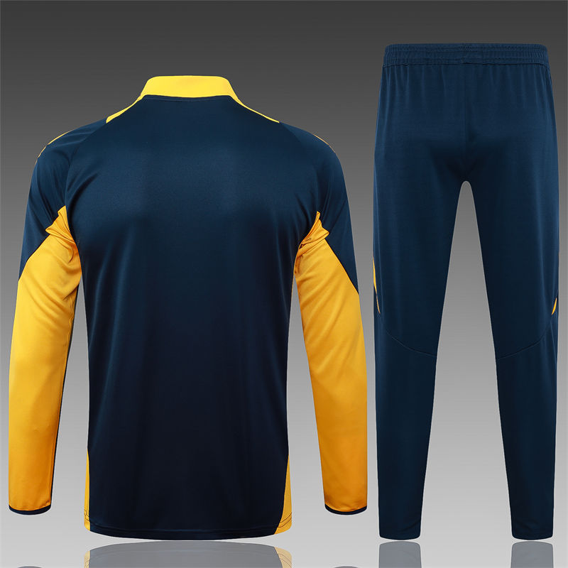 【Adult Training Wear 】B875 # 2425 Half Pull Real Madrid Royal Blue (Yellow Collar)