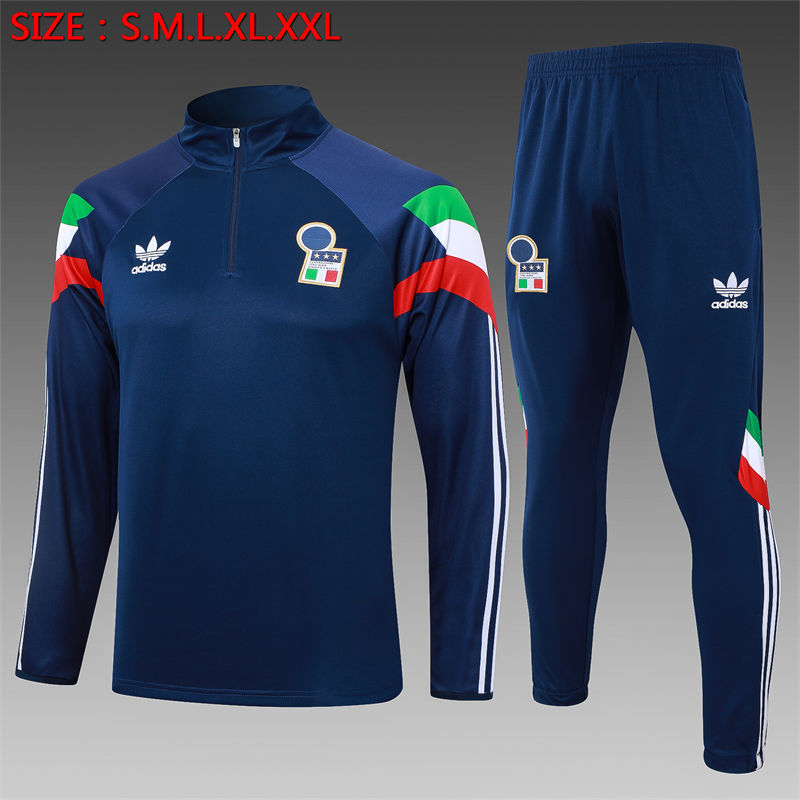 【Adult Training Wear 】B916 # 2425 Half Pull Italy Royal Blue (with red, white, and green sleeves)