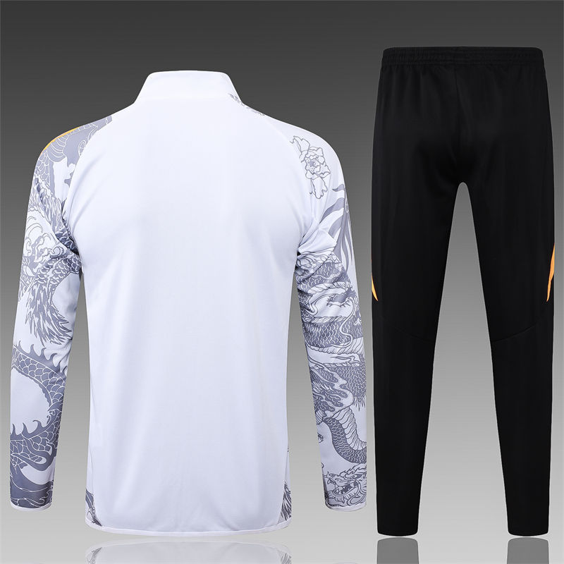 【Adult Training Wear 】A798 # 2425 Long Pull Real Madrid Treasure White (Inkjet Dragon)