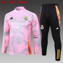 【Adult Training Wear 】B918 # 2425 Half Pull Real Madrid Pink (Inkjet Dragon)