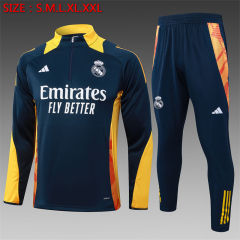 【Adult Training Wear 】B875 # 2425 Half Pull Real Madrid Royal Blue (Yellow Collar)