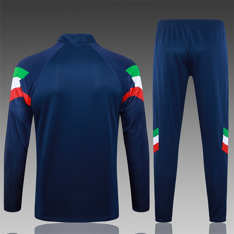 【Adult Training Wear 】B916 # 2425 Half Pull Italy Royal Blue (with red, white, and green sleeves)