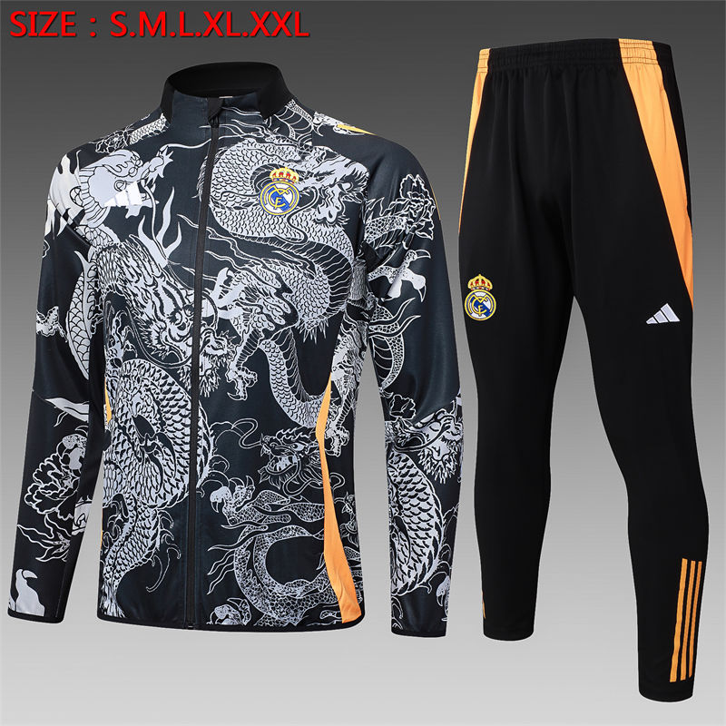 【Adult Training Wear 】A797 # 2425 Long Pull Real Madrid Treasure Black (Inkjet Dragon)