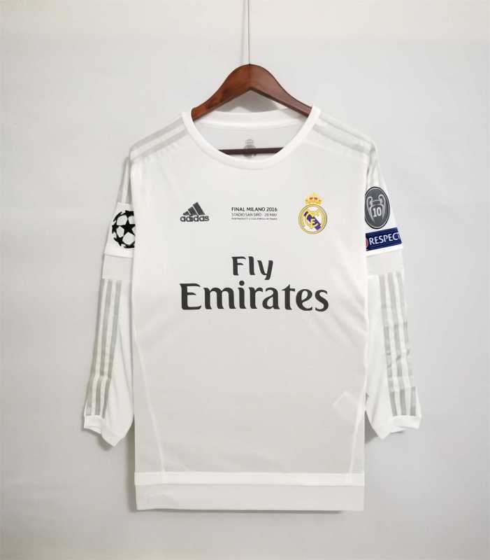 2015/16 Real Madrid Home Retro Jersey Long Sleeve