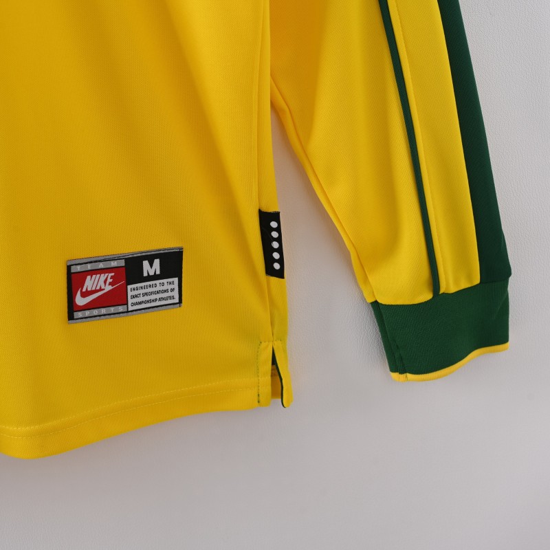 1998 World Cup Brazil Home Retro Jersey Long Sleeve