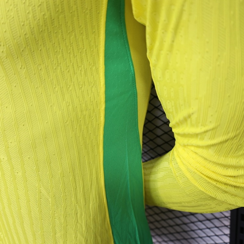 2025/26 Brazil Home Jersey Player Version Long Sleeve