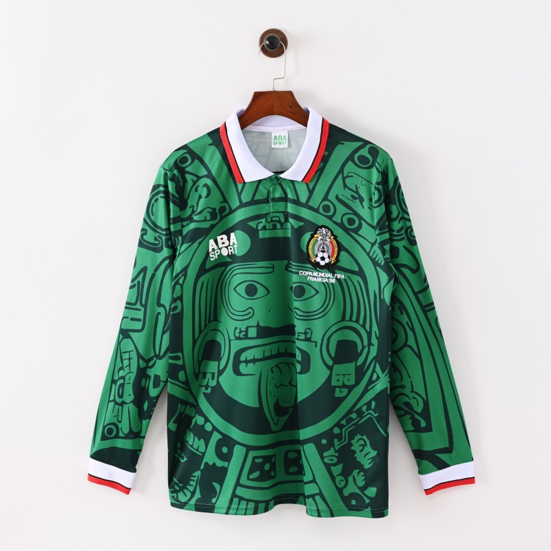 1998 World Cup Mexico Home Retro Jersey Long Sleeve