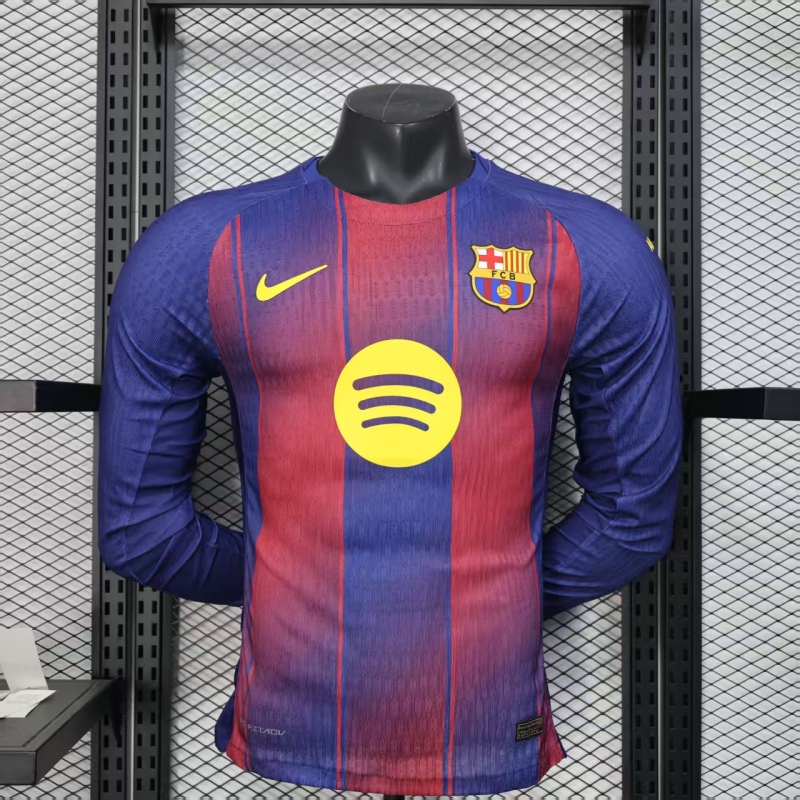 2025/26 Barcelona Home Jersey Player Version Long Sleeve