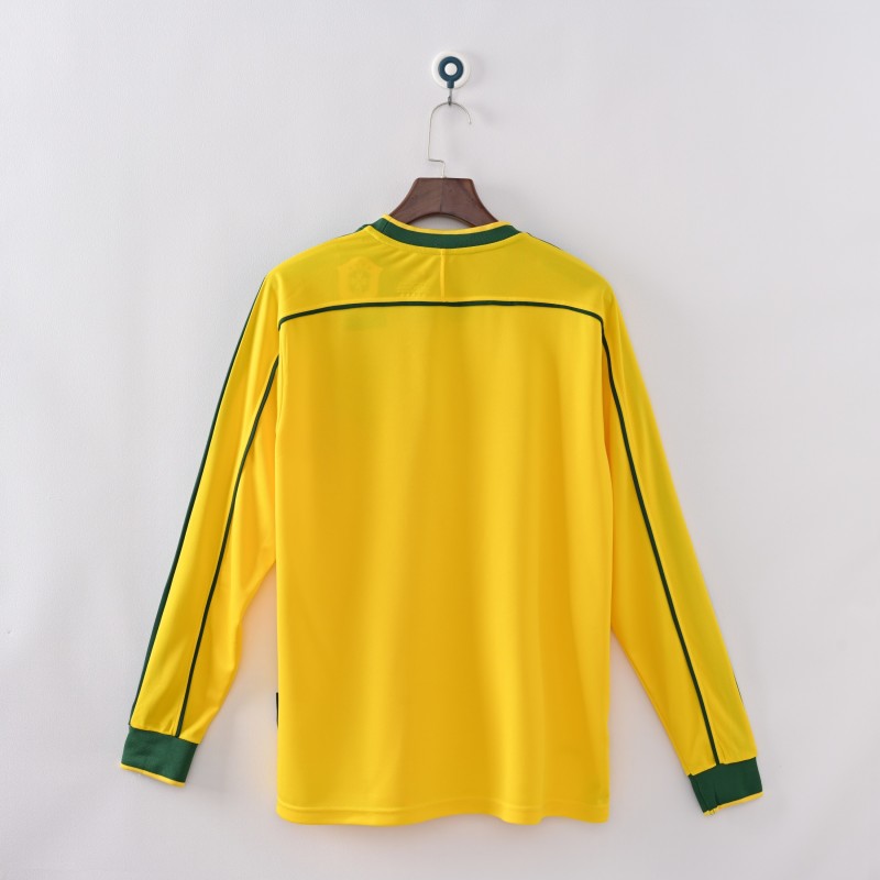 1998 World Cup Brazil Home Retro Jersey Long Sleeve