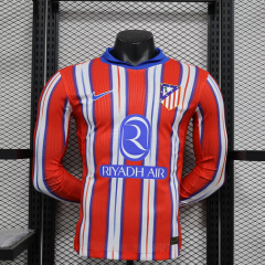 2024/25 Atletico Madrid Home Jersey Player Version Long Sleeve