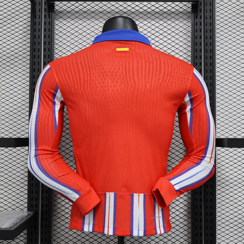 2024/25 Atletico Madrid Home Jersey Player Version Long Sleeve