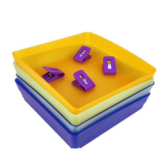 Dental Lab Work Case Pans - Large Size, Rainbow Color, Plastic Trays