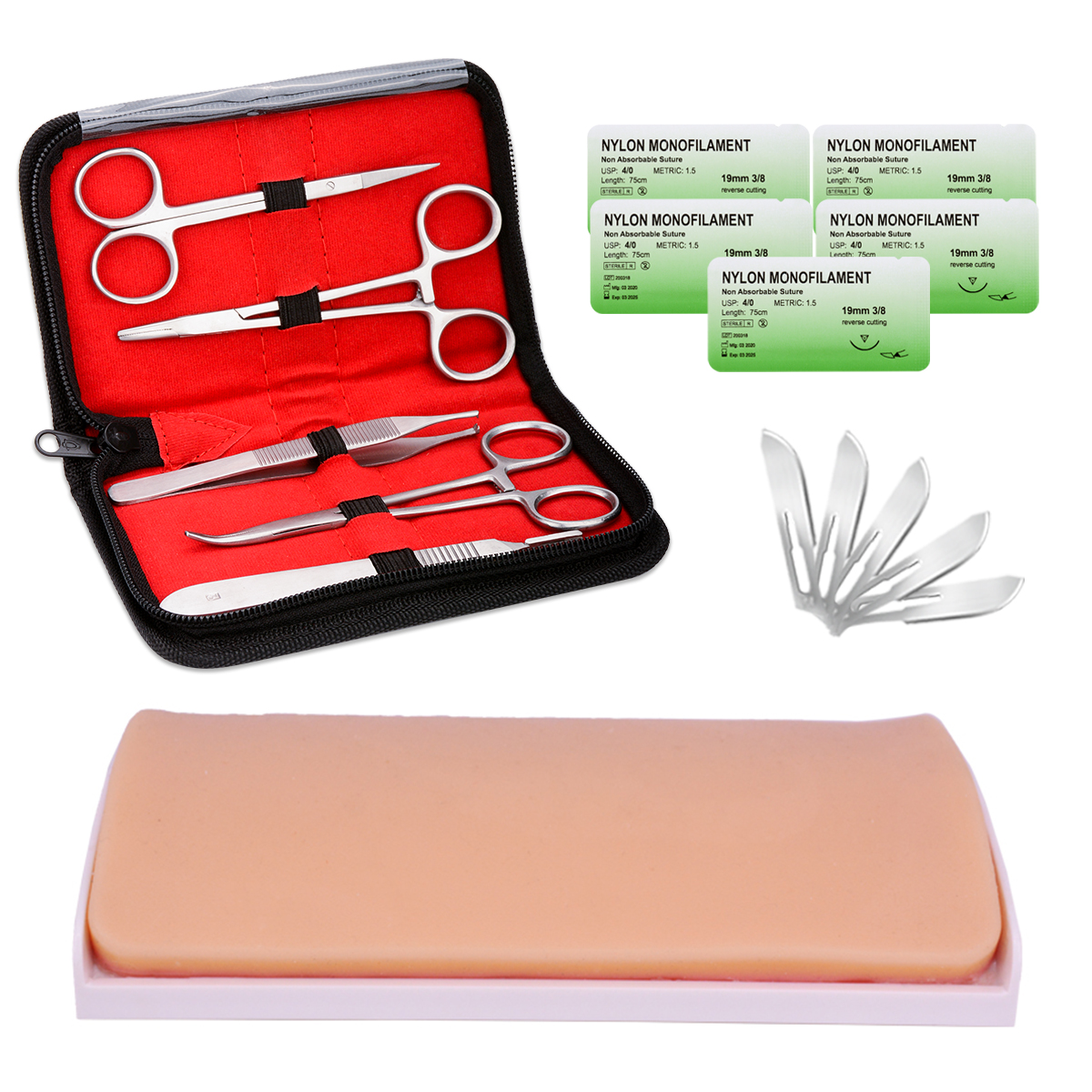 DIY Suture Practice Pad – Realistic 5-Layer Silicone Skin With Tension Base For Medical & Vet Training