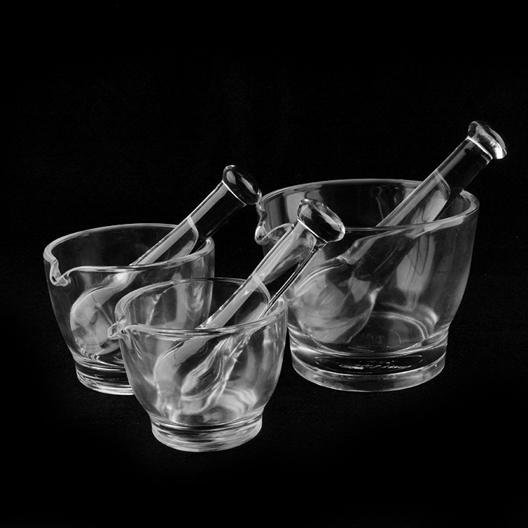 Glass Mortar and Pestle Set Pharmacy Medicine Mixer and Grinder
