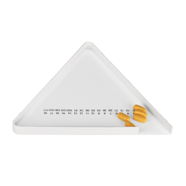 Pharmacy Pill Counting Tray with Spatula, White Triangle Style