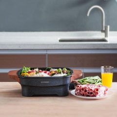 4L многофункциональный домашний DianHuoGuo 360 ° кольцевой равномерно нагрев не липкая сковорода