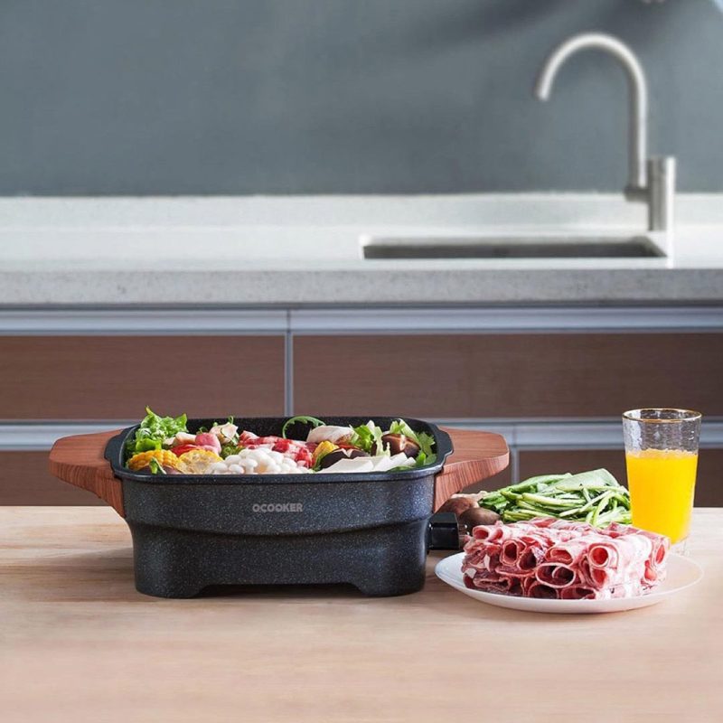 4L многофункциональный домашний DianHuoGuo 360 ° кольцевой равномерно нагрев не липкая сковорода