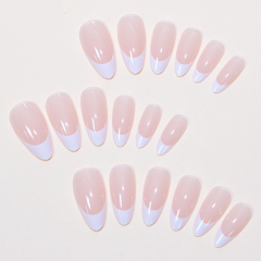 美甲甲片简约法式白边指甲贴片甲片批发 穿戴甲跨境美甲nails24片