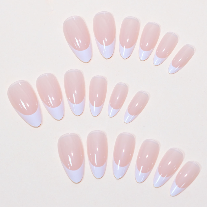 美甲甲片简约法式白边指甲贴片甲片批发 穿戴甲跨境美甲nails24片
