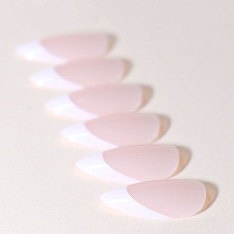 美甲甲片简约法式白边指甲贴片甲片批发 穿戴甲跨境美甲nails24片