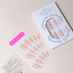 美甲甲片简约法式白边指甲贴片甲片批发 穿戴甲跨境美甲nails24片