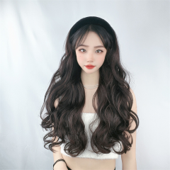 夏季新品发箍假发长卷发一体女网红时尚羊毛卷长发半头套厂家直销