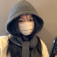 大头围巴拉克拉法帽子女秋冬新款针织连帽围脖一体保暖护耳毛线帽