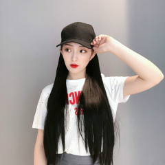 抖音同款快手帽子假发一体女网红黑色长直发化纤头套厂家批发代理