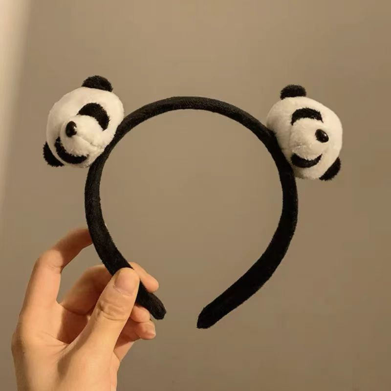 可爱熊猫公仔发箍小熊猫头饰头箍动物园发卡发夹儿童成人洗脸发饰