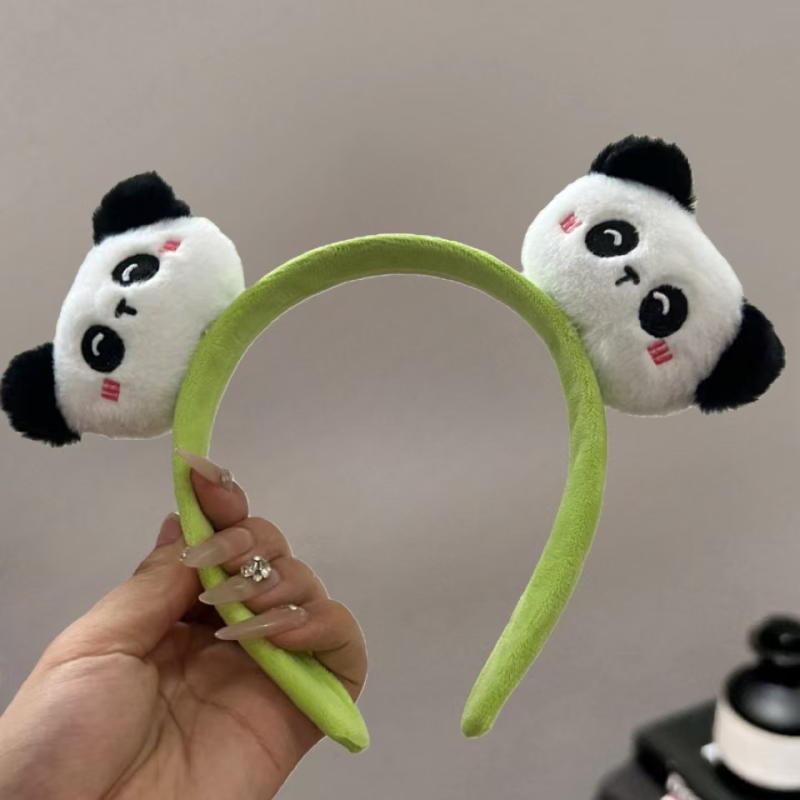 可爱熊猫公仔发箍小熊猫头饰头箍动物园发卡发夹儿童成人洗脸发饰