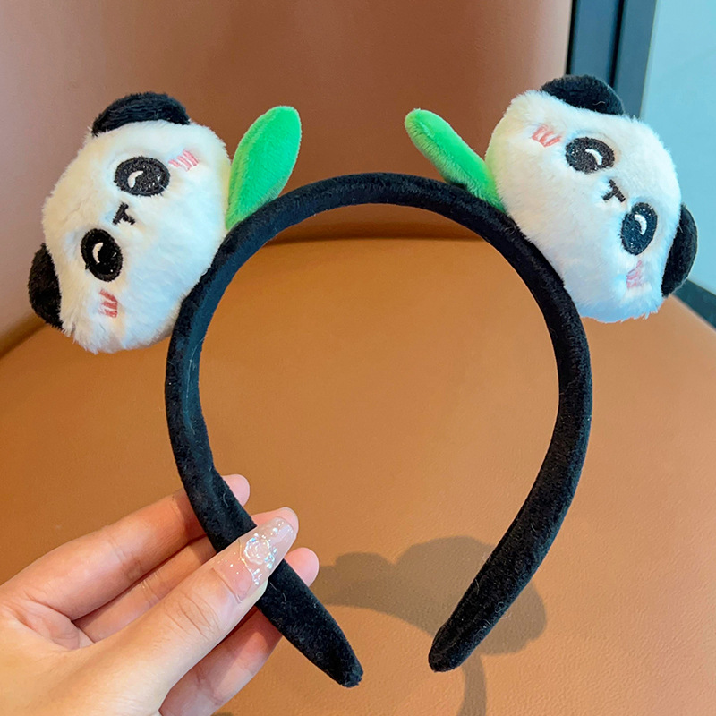 可爱熊猫公仔发箍小熊猫头饰头箍动物园发卡发夹儿童成人洗脸发饰