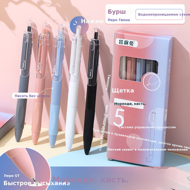 ST头莫兰迪5色速干刷题笔盒装-超顺滑防漏墨学生用品刷题神器批发