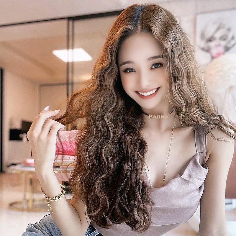 厂家假发女长卷发网红羊毛卷中分玉米烫长发自然蓬松化纤全头套式