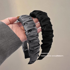 褶皱蝴蝶结高颅顶发箍女2024新款简约气质洗脸压发头箍发卡头饰夏
