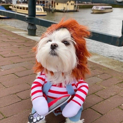 万圣节亚马逊拿刀娃娃小中型犬狗狗搞怪变身装猫咪宠物衣服用品