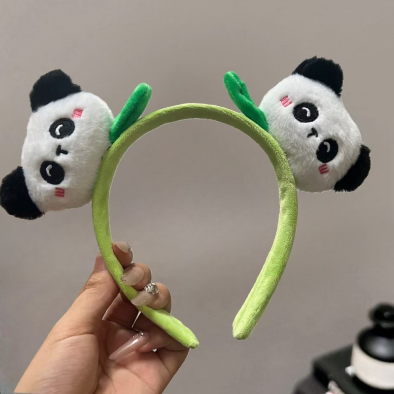 可爱熊猫公仔发箍小熊猫头饰头箍动物园发卡发夹儿童成人洗脸发饰