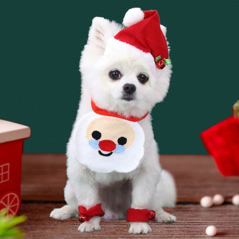 韩国可爱宠物猫咪口水巾狗狗圣诞新年节日围脖衣服加菲猫柴犬用品
