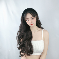 夏季新品发箍假发长卷发一体女网红时尚羊毛卷长发半头套厂家直销