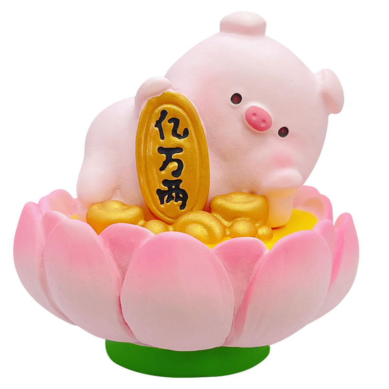 百茂原创佛系猪猪小摆件创意精致树脂公仔解压家居桌面装饰品摆件