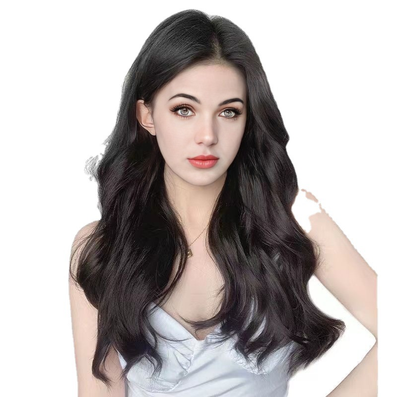 海外仓现货批发假发女长卷发UV型半头套逼真隐形透气接发片LAZADA