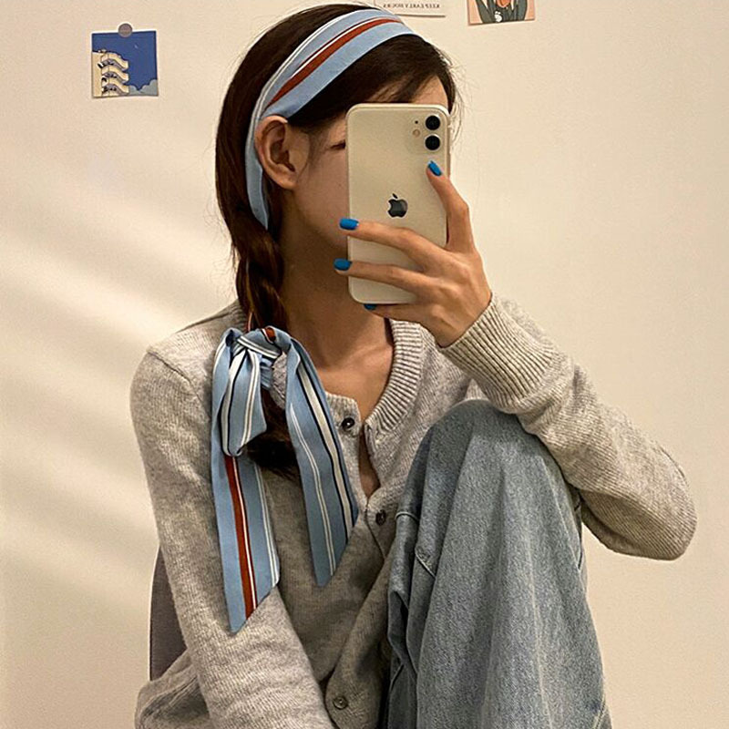 发带女绑发飘带头绳法式复古丝巾女小长条丝带装饰领巾头巾扎马尾