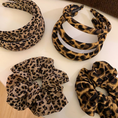 复古豹纹大肠发圈女扎马尾发绳高弹力耐用皮筋高颅顶压发头箍头饰