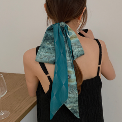 法式优雅小丝巾复古高级扎头头绳简约发带丝带女绑发飘带小领巾潮