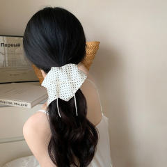 清迈假日~波点蝴蝶结大肠发圈女法式芭蕾风飘带头绳马尾发绳头饰