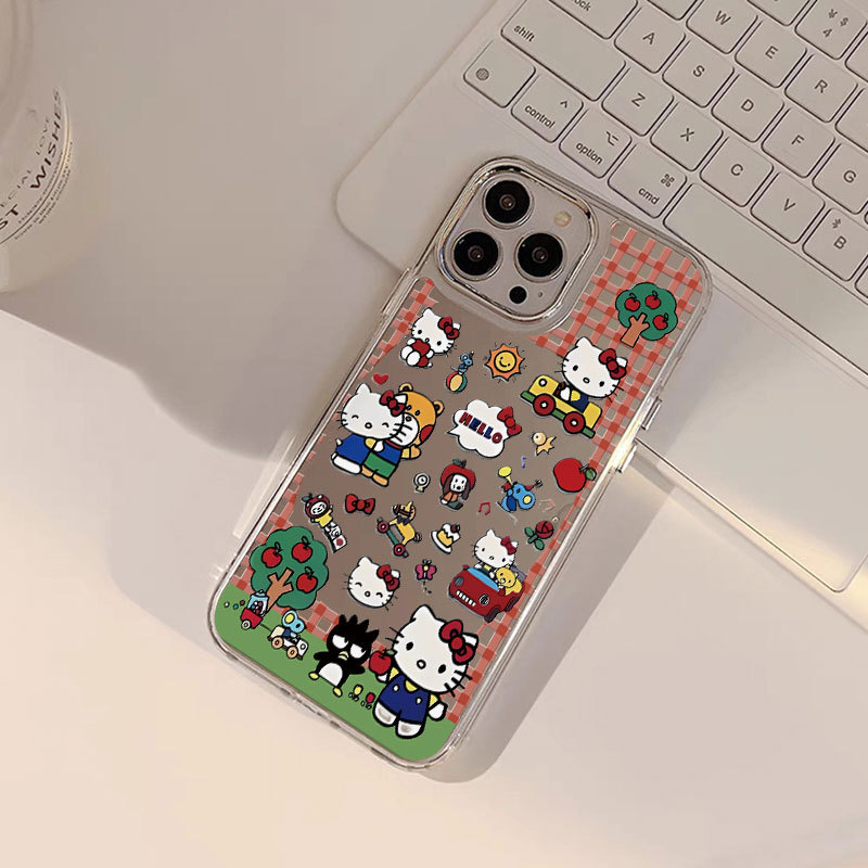 镂空格苹果凯蒂适用苹果16Promax手机壳iPhone15镜面14pro13高级7