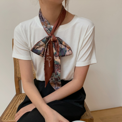 法式优雅小丝巾复古高级扎头头绳简约发带丝带女绑发飘带小领巾潮